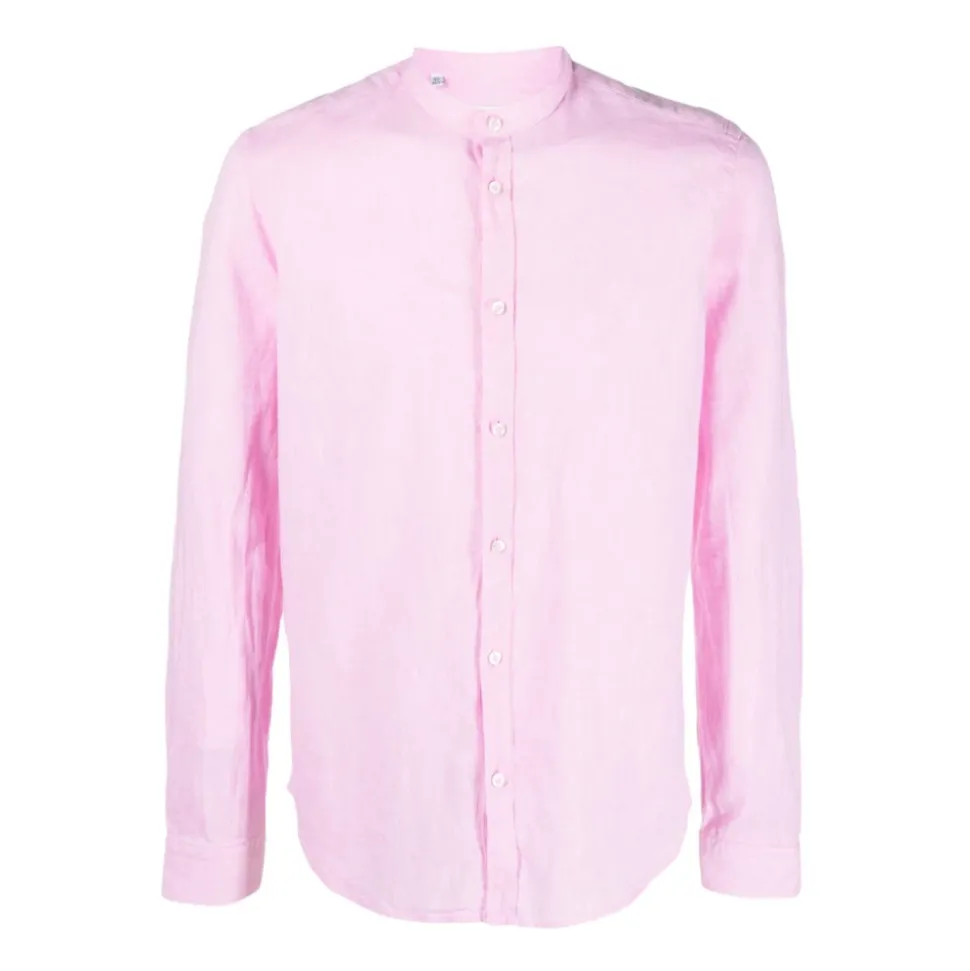 14 Camicia In Lino Collo Coreano