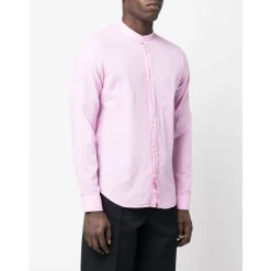 14 Camicia In Lino Collo Coreano