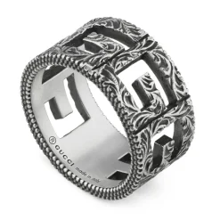 925 Sterlingsilber - G Würfelring in gealtertem Sterlingsilber