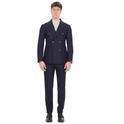 Abito gessato doppiopetto in lana comfort