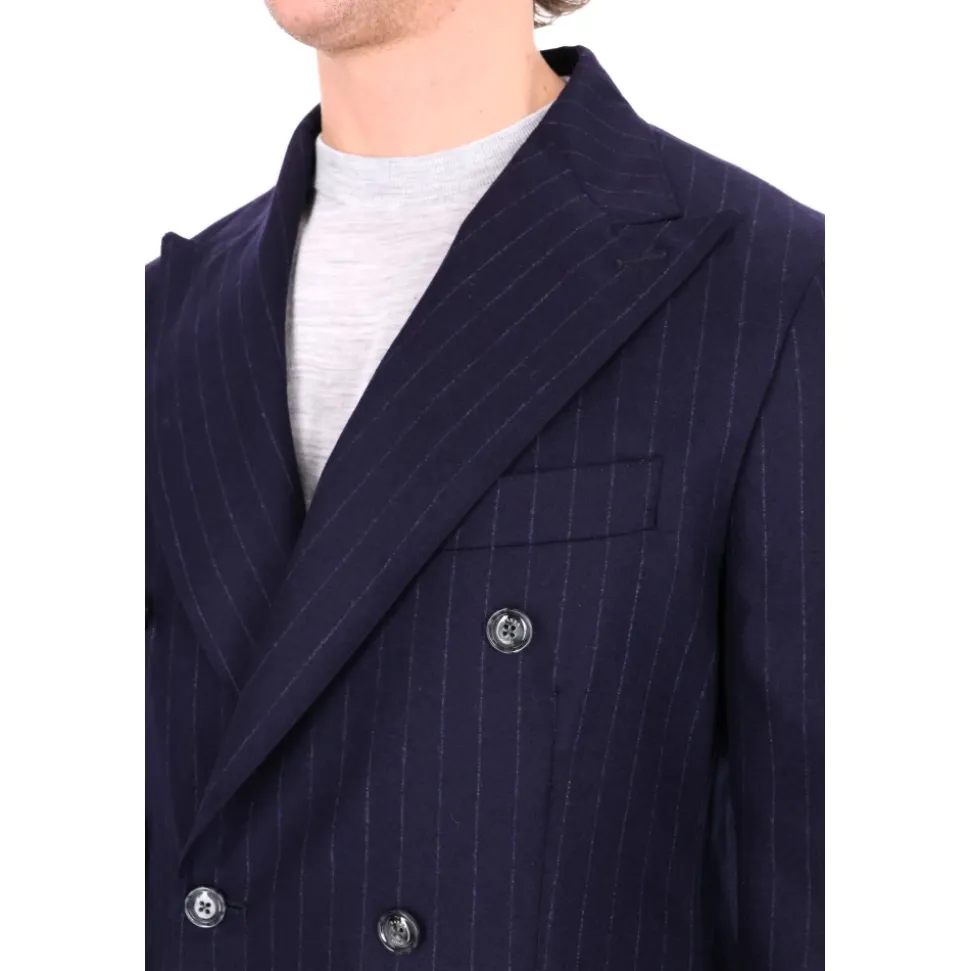 Abito gessato doppiopetto in lana comfort