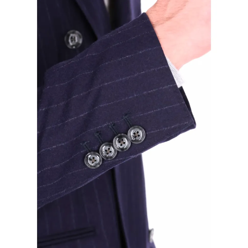Abito gessato doppiopetto in lana comfort