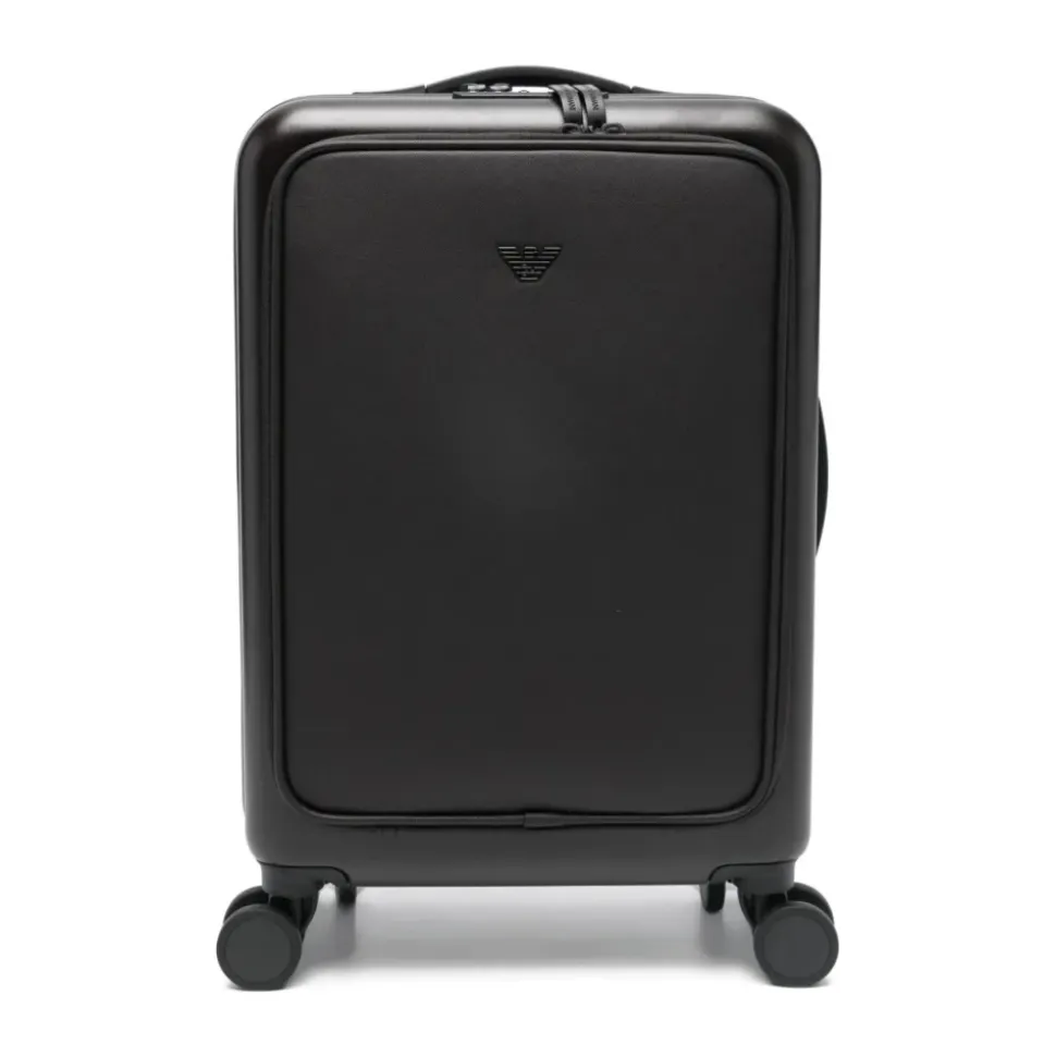 ABS Kabinen-Trolley mit Saffiano-Details und Adler-Emblem