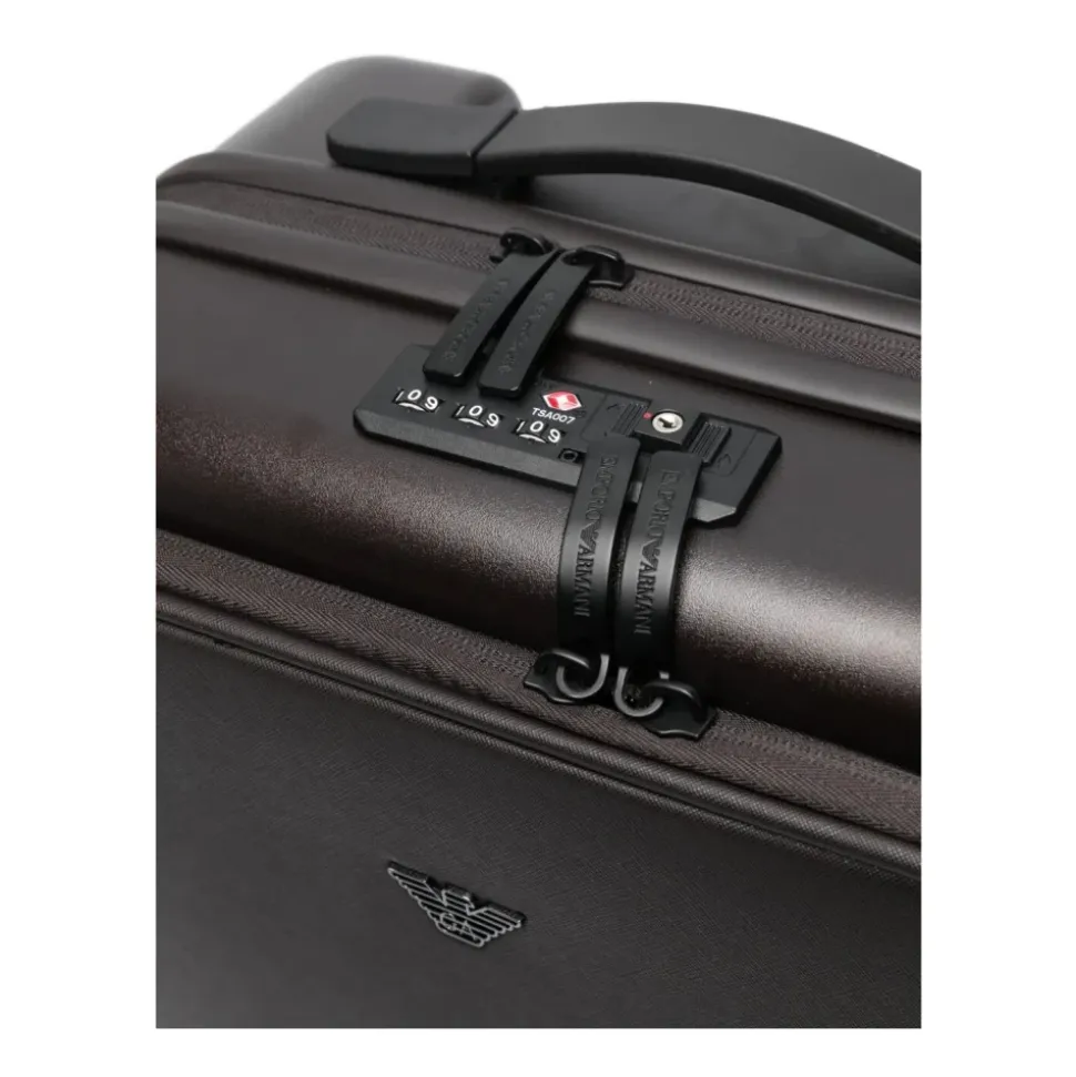 ABS Kabinen-Trolley mit Saffiano-Details und Adler-Emblem