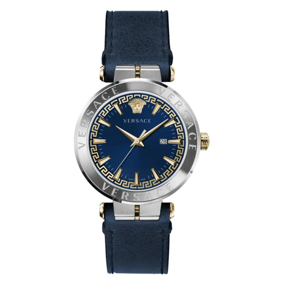 AION Lederarmband Blaues Zifferblatt Uhr