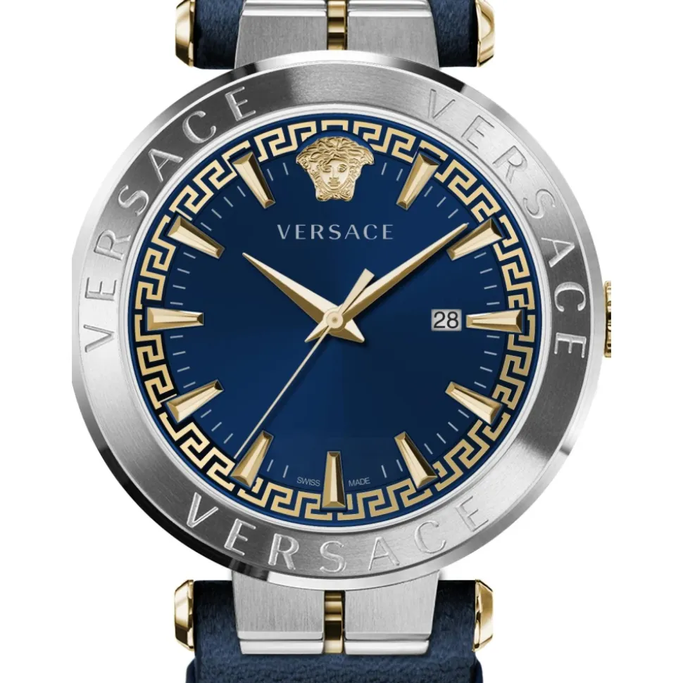 AION Lederarmband Blaues Zifferblatt Uhr