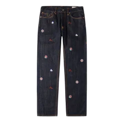 Allover Brand Embroidery Regular Fit Jeans