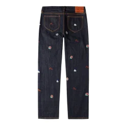 Allover Brand Embroidery Regular Fit Jeans