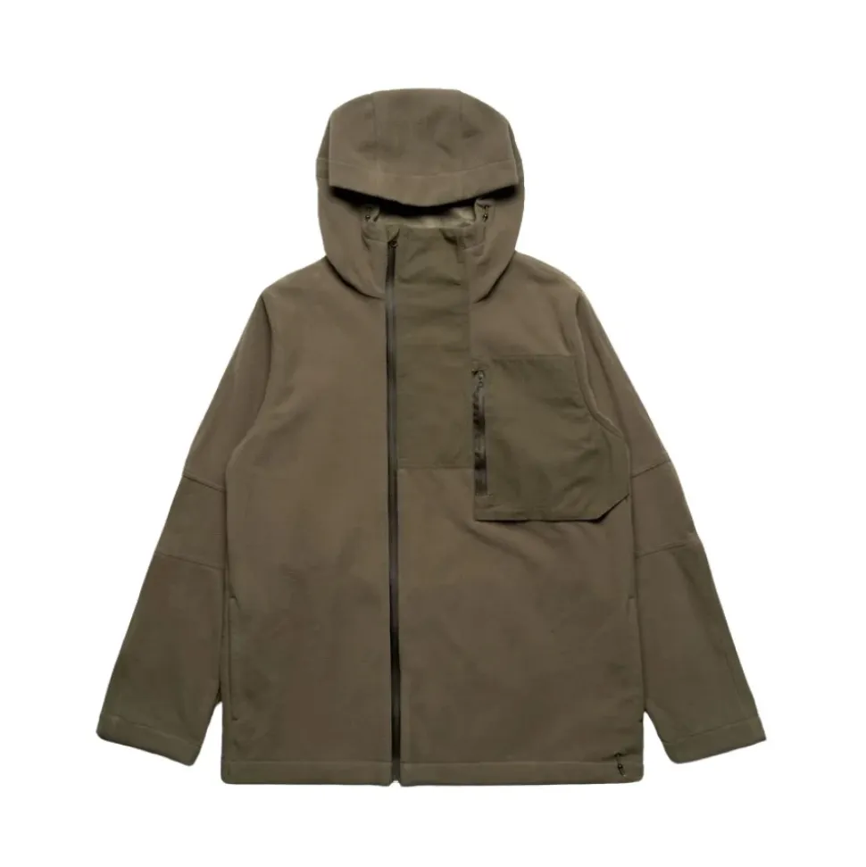 Asymmetrischer Fleece-Kapuzenpullover mit Reißverschluss