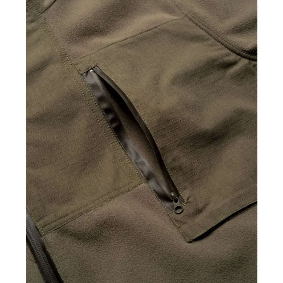 Asymmetrischer Fleece-Kapuzenpullover mit Reißverschluss