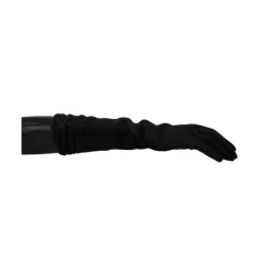 Authentische Handschuhe, Mittelarm Länge, Schwarz/Grau, Hergestellt in Italien