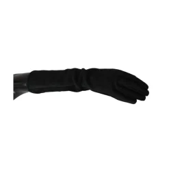 Authentische Handschuhe, Mittelarm Länge, Schwarz/Grau, Hergestellt in Italien