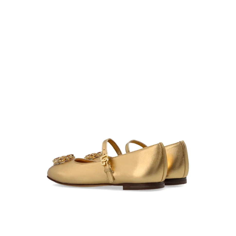 Ballerinas aus Nappaleder mit Broschen