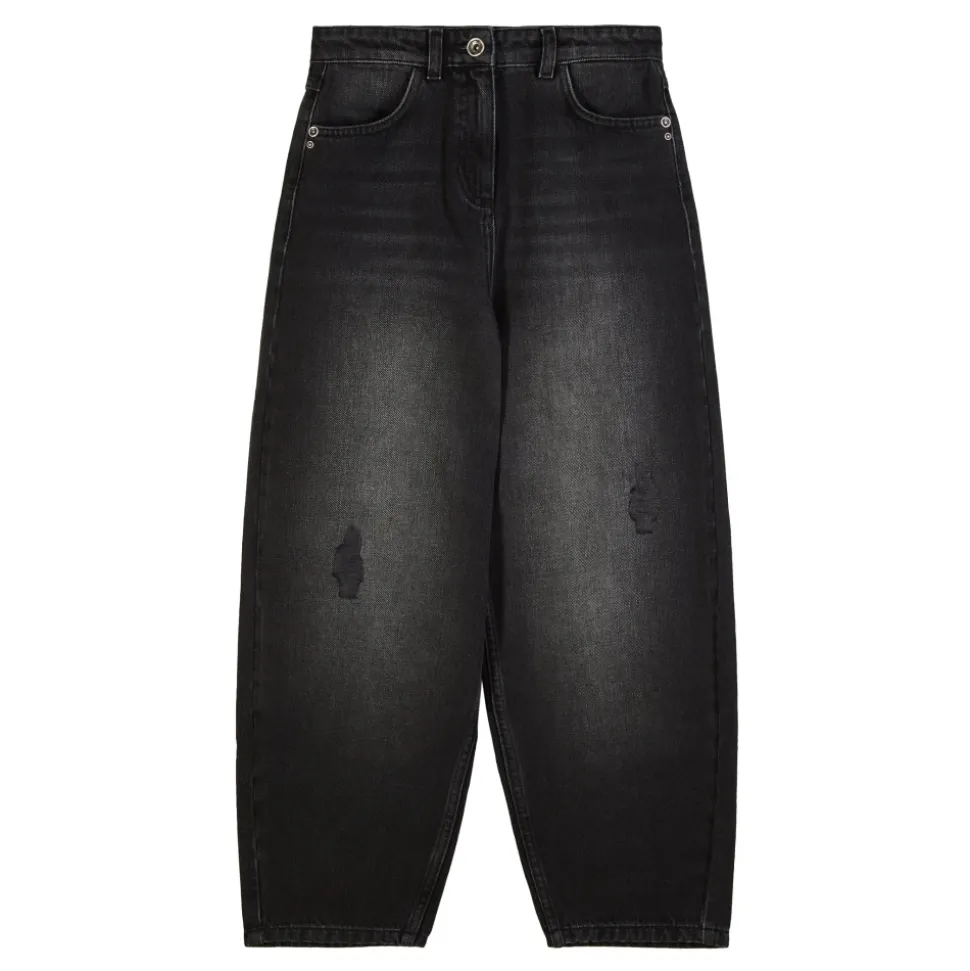Barrel Fit Schwarze Hose