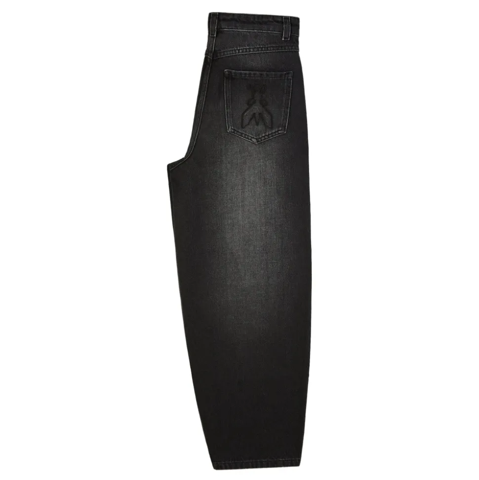 Barrel Fit Schwarze Hose