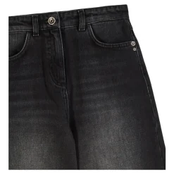 Barrel Fit Schwarze Hose