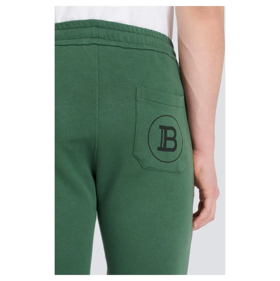Baumwoll-Sweatpants mit flockigem Paris-Logo