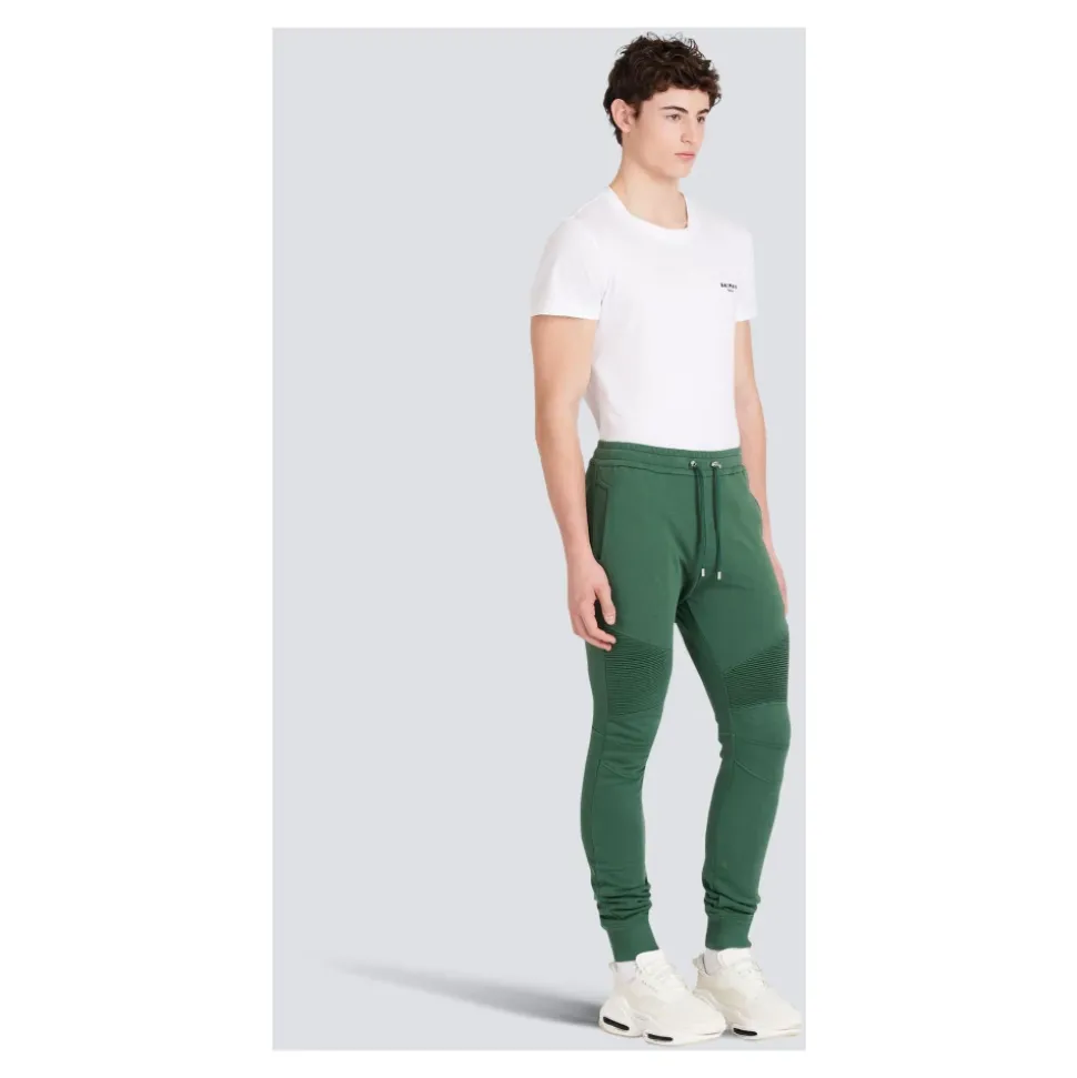 Baumwoll-Sweatpants mit flockigem Paris-Logo