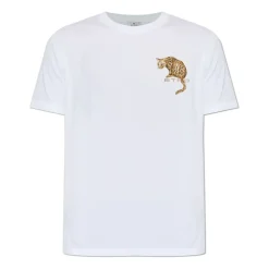 Baumwoll-T-Shirt mit Leopardenmuster und Stickerei