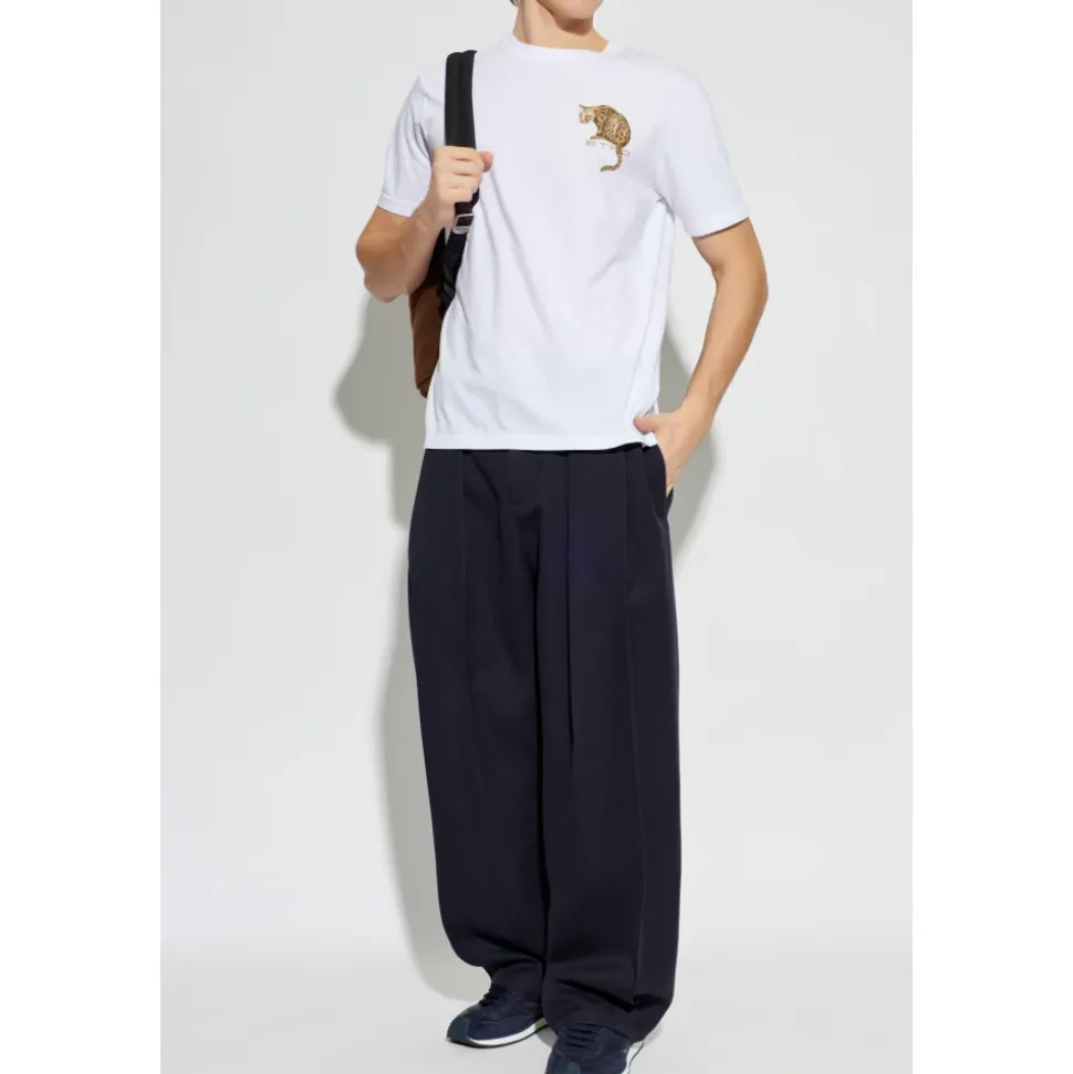 Baumwoll-T-Shirt mit Leopardenmuster und Stickerei