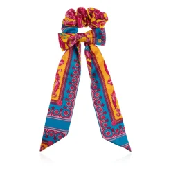 Bedrucktes Twill-Haargummi mit Schal und Schleife