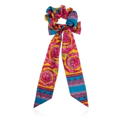 Bedrucktes Twill-Haargummi mit Schal und Schleife