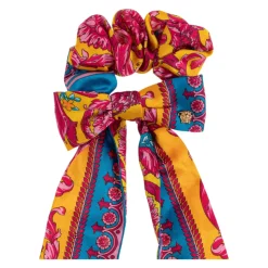 Bedrucktes Twill-Haargummi mit Schal und Schleife