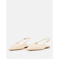 Beige Ballett Flats mit spitzer Zehenpartie
