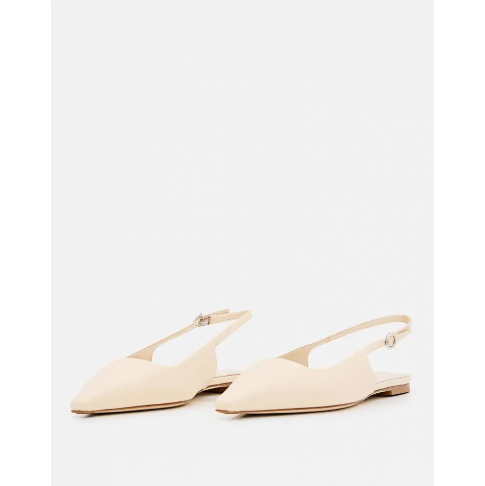 Beige Ballett Flats mit spitzer Zehenpartie