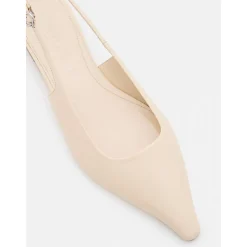 Beige Ballett Flats mit spitzer Zehenpartie