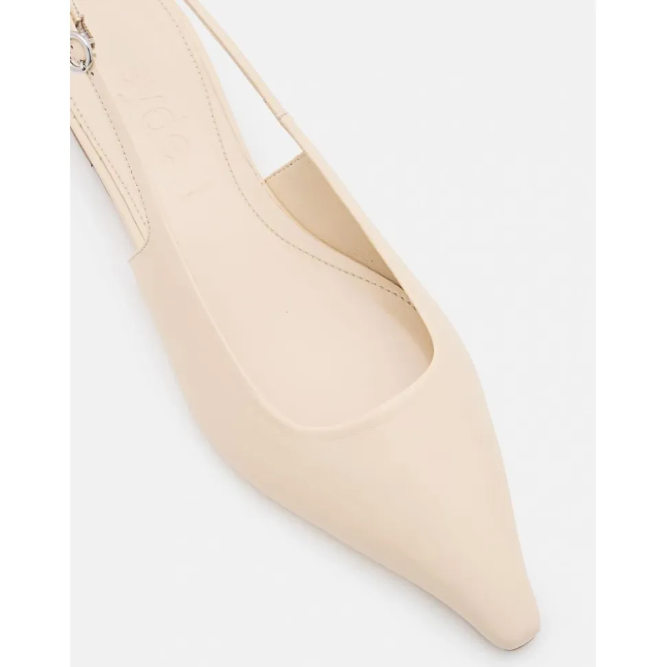 Beige Ballett Flats mit spitzer Zehenpartie