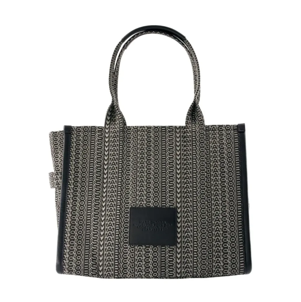 Beige Baumwoll-Tote-Tasche mit Lederfutter