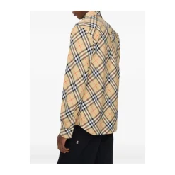 Beige Baumwoll-Twill-Knopfhemd