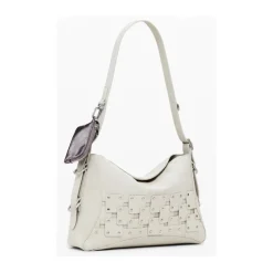Beige Damen Handtasche mit Abnehmbarem Griff