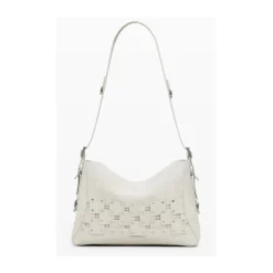 Beige Damen Handtasche mit Abnehmbarem Griff