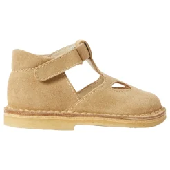 Beige Flache Schuhe mit Schnallenverschluss