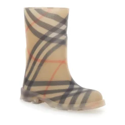 Beige Gummistiefel mit Karomuster
