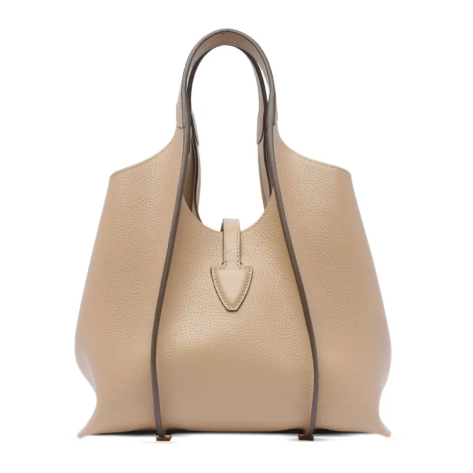 Beige Handtasche mit Abnehmbarer Tasche