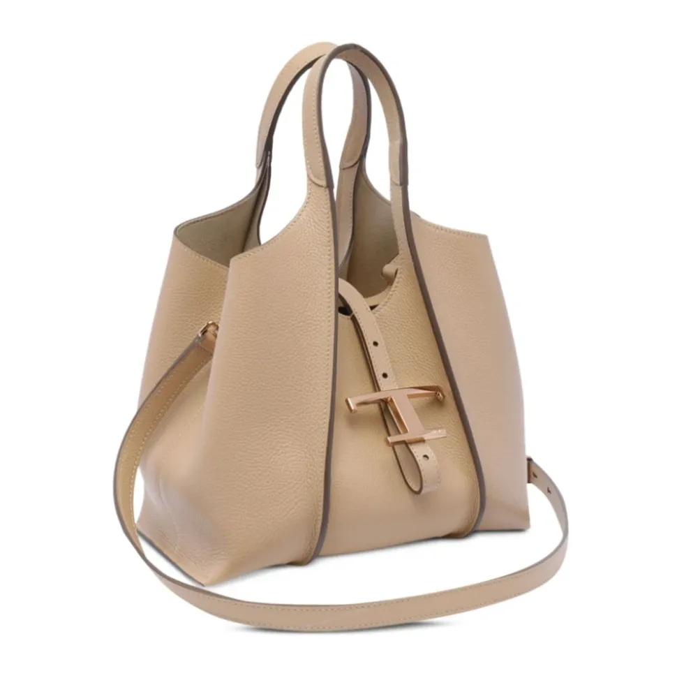 Beige Handtasche mit Abnehmbarer Tasche