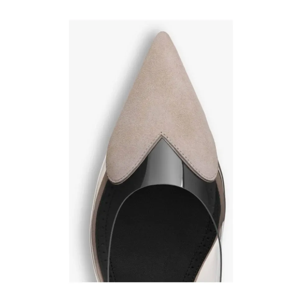 Beige Herz Flat Slingback Schuhe