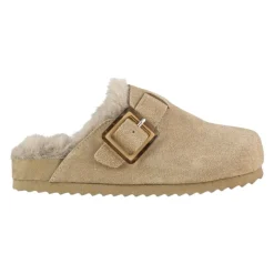 Beige Kinder Sabot Schuhe mit Kunstpelzfutter