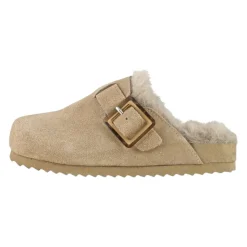 Beige Kinder Sabot Schuhe mit Kunstpelzfutter