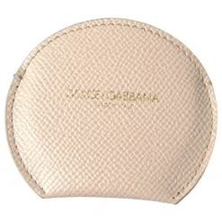 Beige Leder Runder Logo Handspiegelhalter