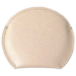 Beige Leder Runder Logo Handspiegelhalter