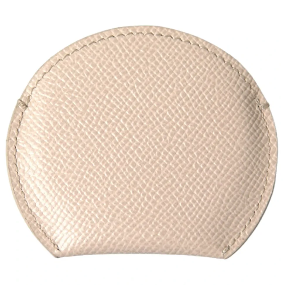 Beige Leder Runder Logo Handspiegelhalter