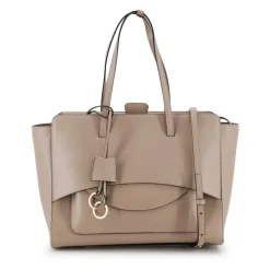 Beige Leder Tasche mit Gold Details