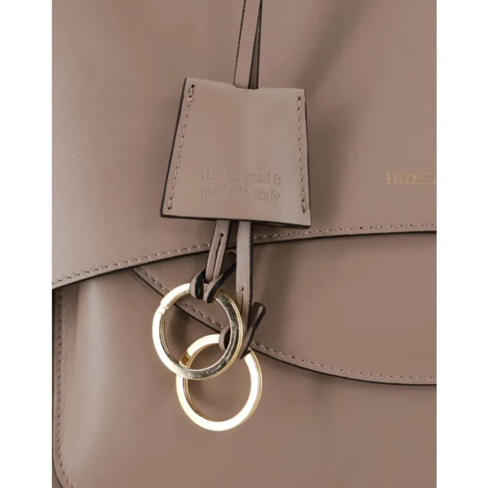 Beige Leder Tasche mit Gold Details