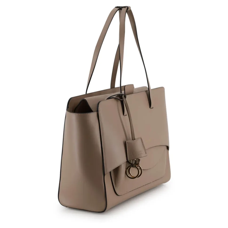 Beige Leder Tasche mit Gold Details