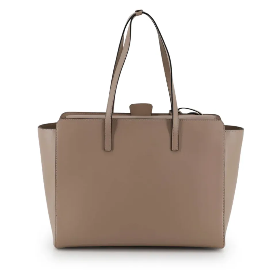 Beige Leder Tasche mit Gold Details