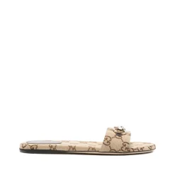 Beige Monogram Horsebit Sandalen